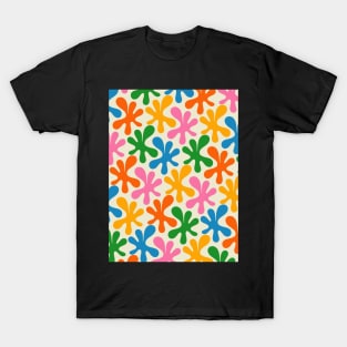 Colorful Amoeba Dance Whimsical Contemporary Abstract Pattern T-Shirt